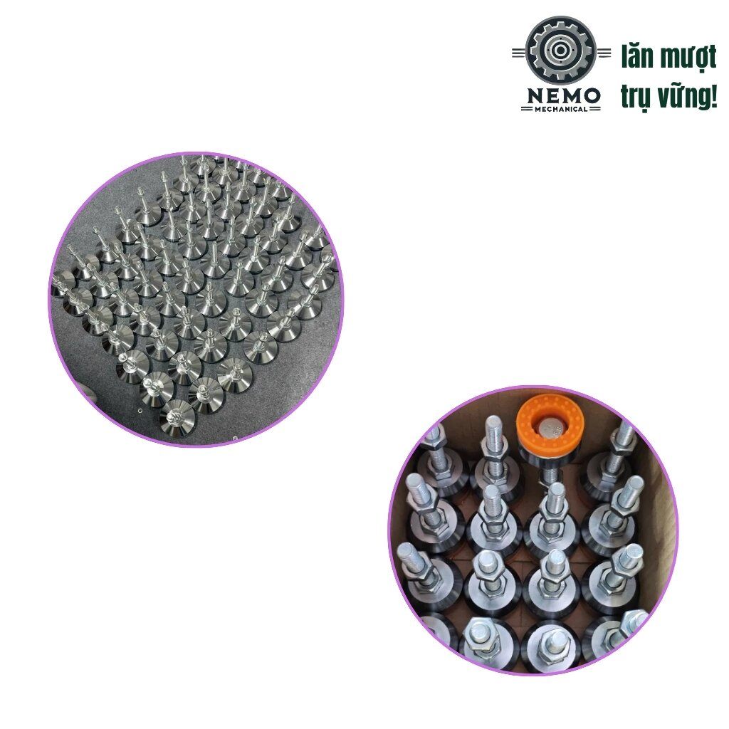 Chân tăng chỉnh chịu lực, D40-D60, M10-M12, tải trọng 200-500kg, đệm nhựa PVC